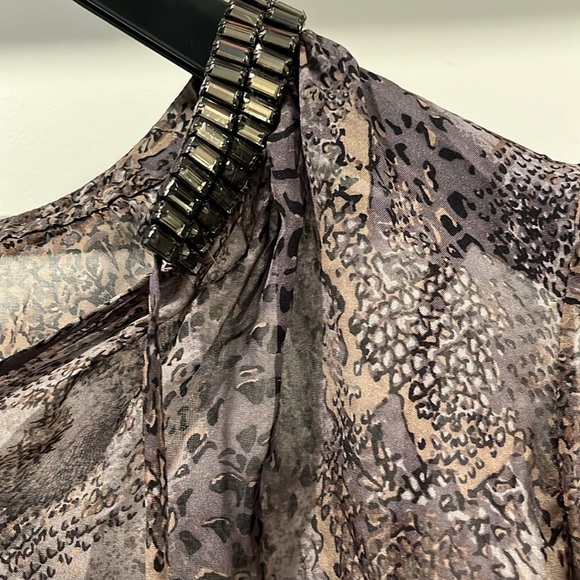 Hale Bob chiffon top with jeweled collar and cuffs - Picture 2 of 5